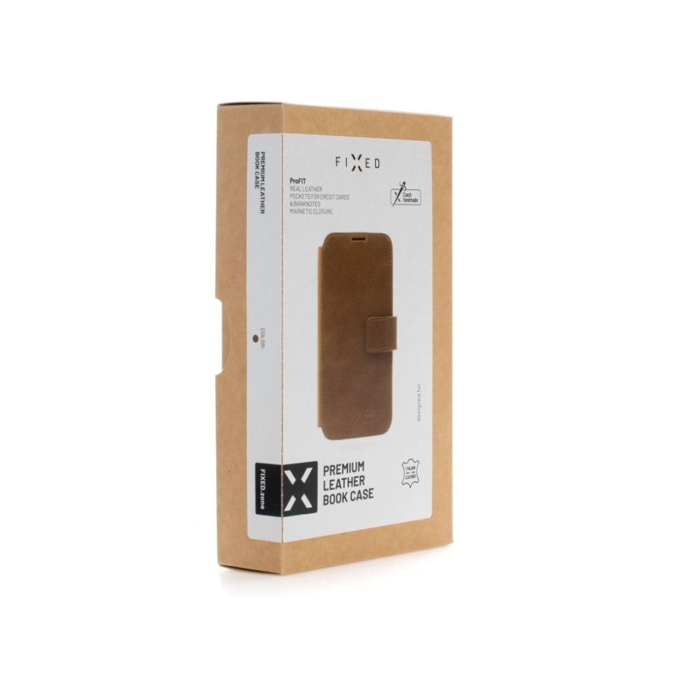 Kožené pouzdro typu kniha FIXED ProFit pro Samsung Galaxy A56 5G, hnědé