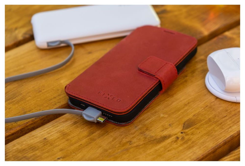 Kožené pouzdro typu kniha FIXED ProFit pro Samsung Galaxy A36 5G, červené