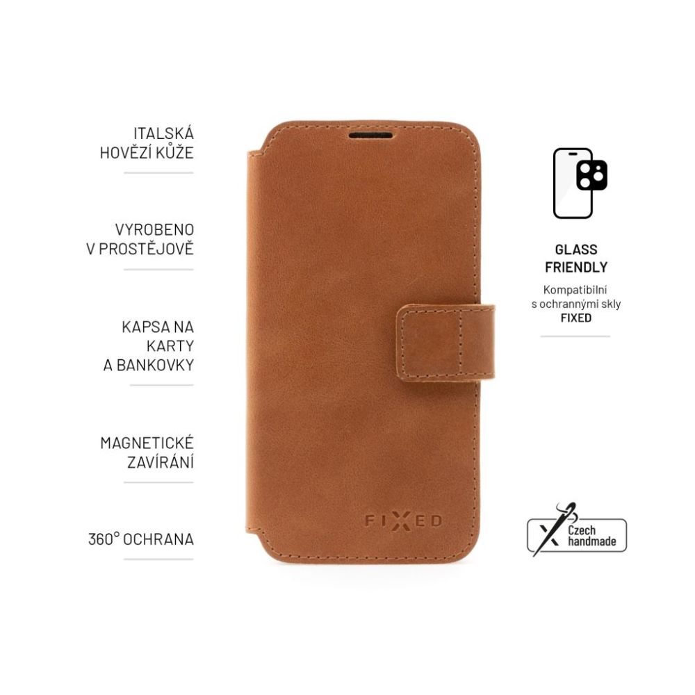 Kožené pouzdro typu kniha FIXED ProFit pro Samsung Galaxy A36 5G, hnědé