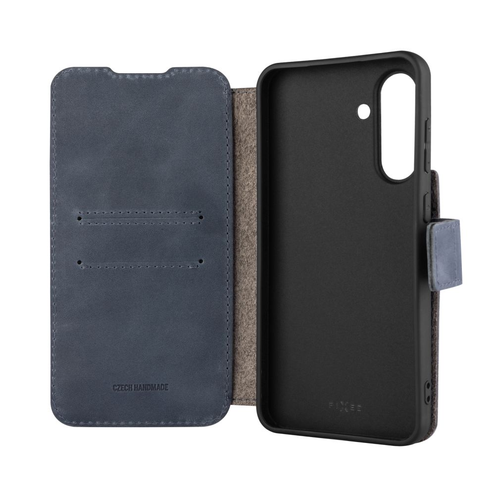Kožené pouzdro typu kniha FIXED ProFit pro Samsung Galaxy A36 5G, modré