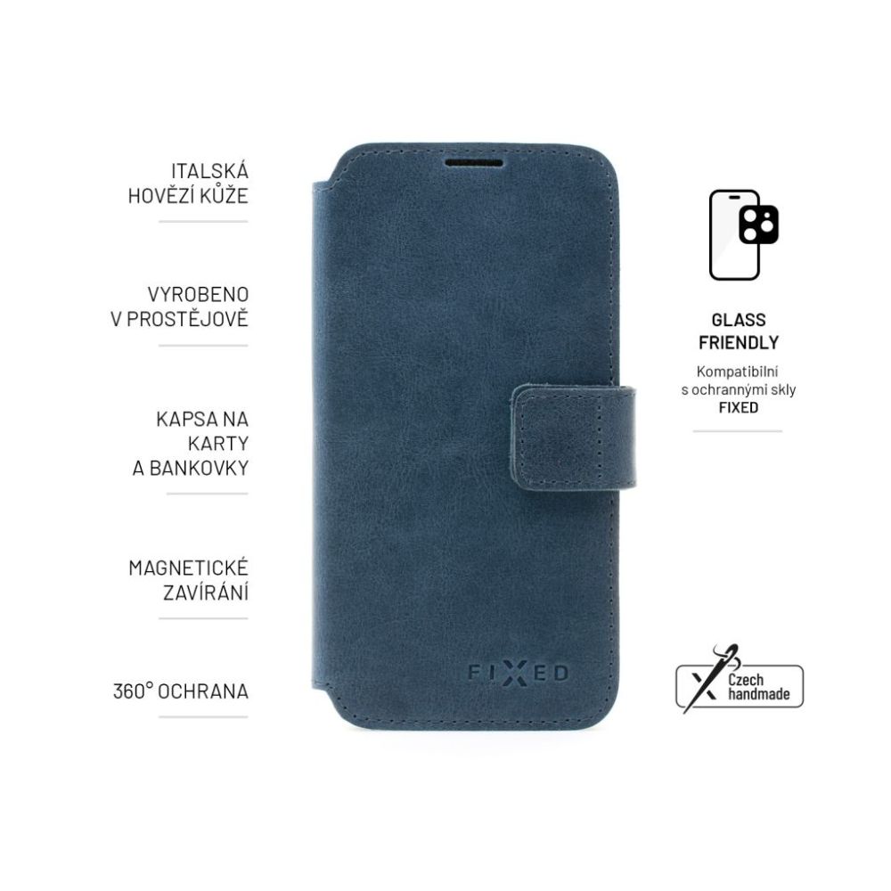 Kožené pouzdro typu kniha FIXED ProFit pro Samsung Galaxy A36 5G, modré