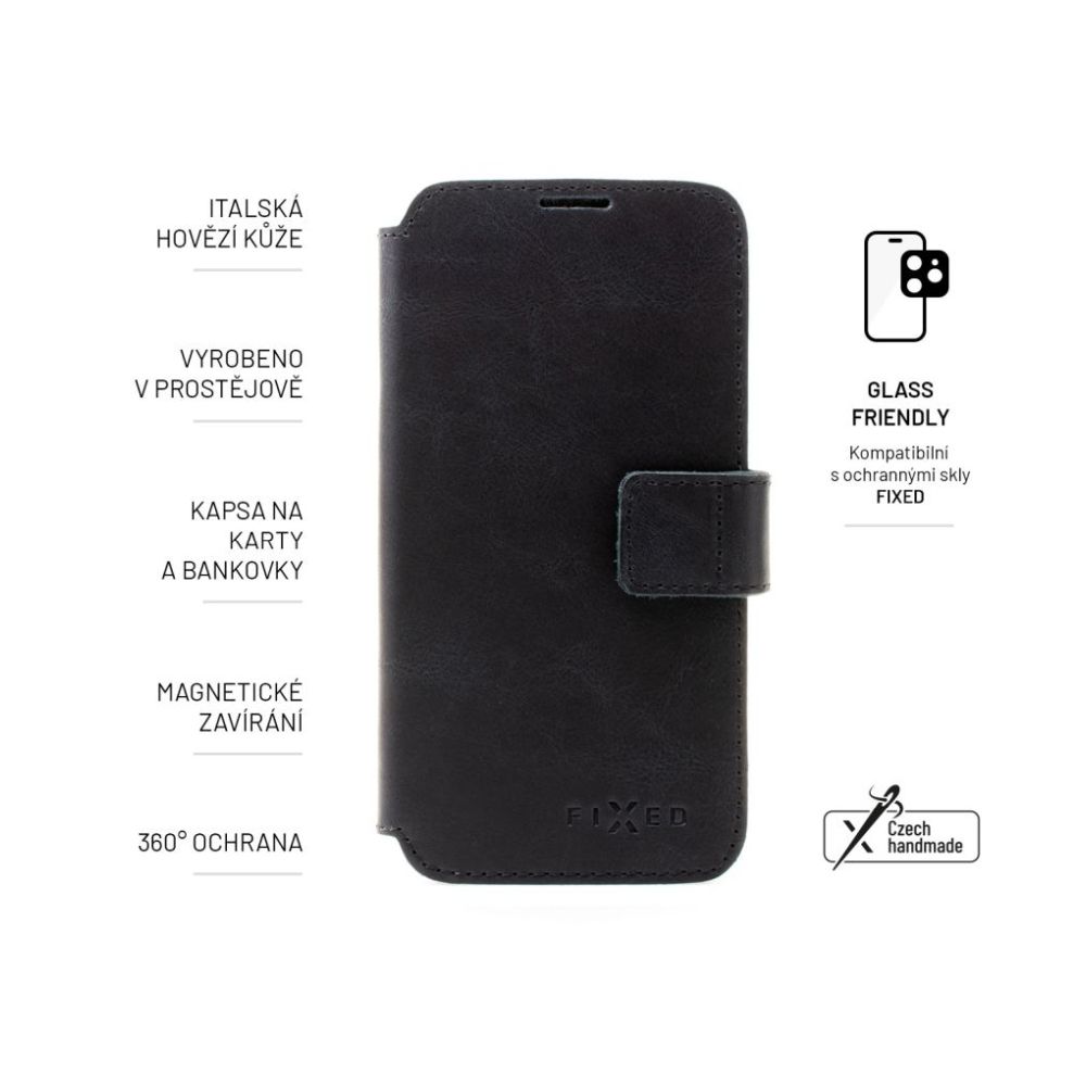 Kožené pouzdro typu kniha FIXED ProFit pro Samsung Galaxy A36 5G, černé