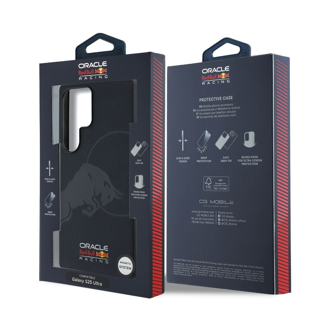 Red Bull Leather Meshed Debossed Logo MagSafe Zadní Kryt pro Samsung Galaxy S25 Ultra Navy