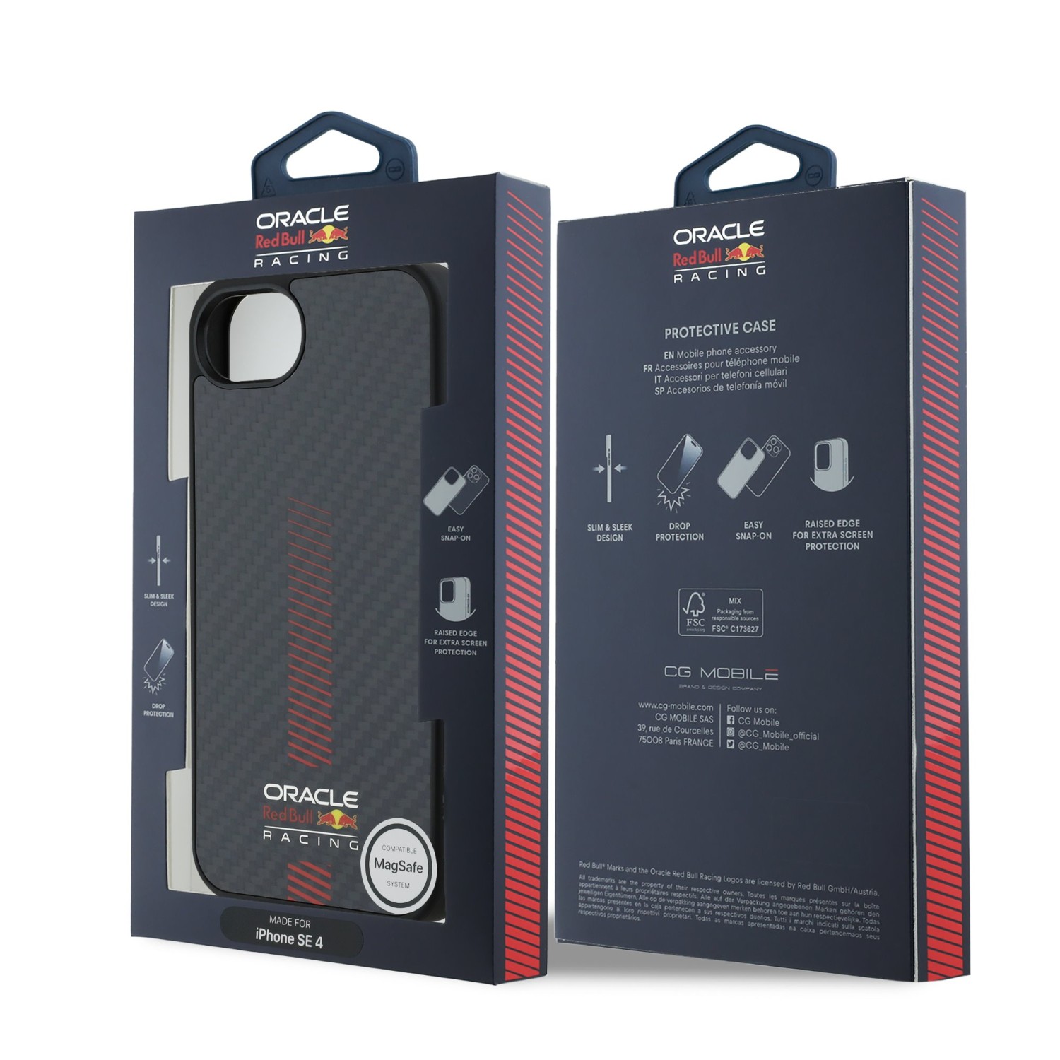 Red Bull Carbon Powerbar MagSafe Zadní Kryt pro iPhone 16e Black