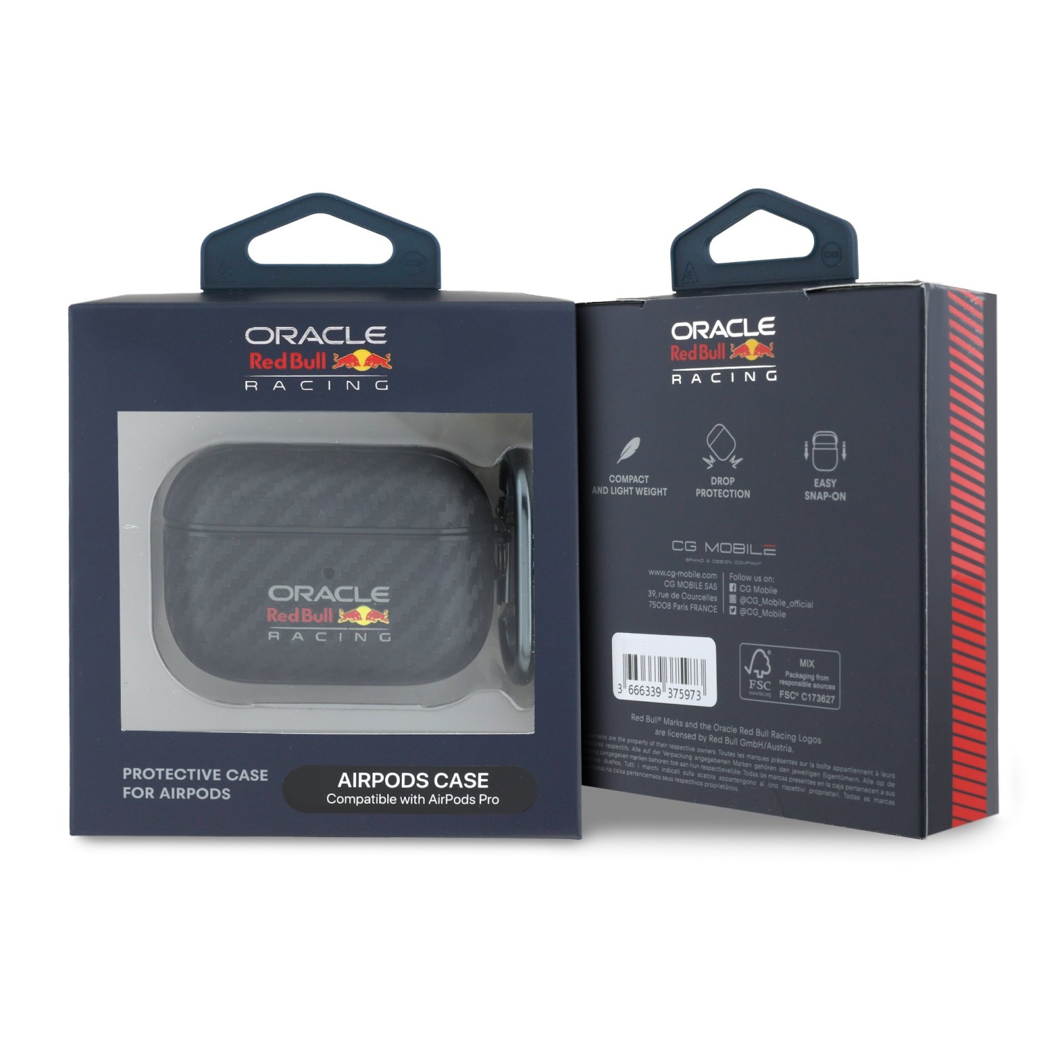 Red Bull PU Karbonové Pouzdro pro AirPods Pro Black