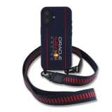 Red Bull Silicone Vertical Logo MagSafe Zadní Kryt + Crossbody Popruh pro iPhone 16 Navy