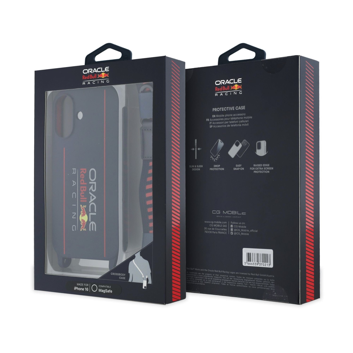 Red Bull Silicone Vertical Logo MagSafe Zadní Kryt + Crossbody Popruh pro iPhone 16 Navy