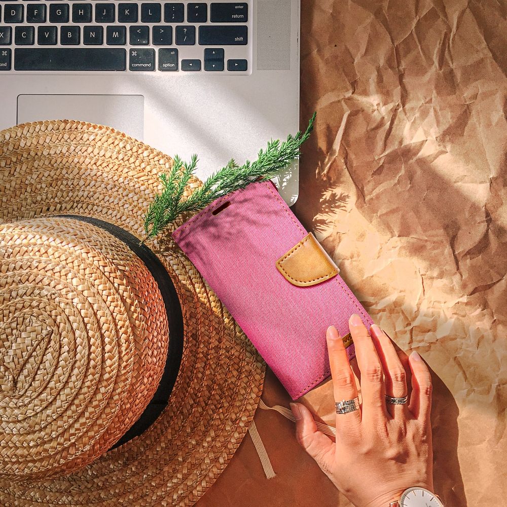 CANVAS Book case for IPHONE 16 pink