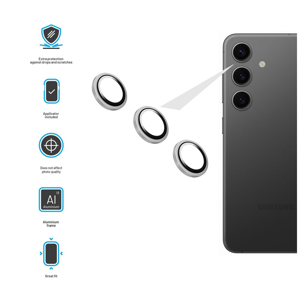 Ochranná skla čoček fotoaparátů FIXED Camera Glass pro Samsung Galaxy A16 4G/5G, stříbrná