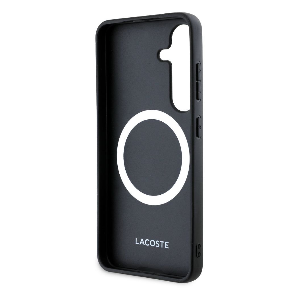 Lacoste Iconic Petit Pique Woven Logo MagSafe Zadní Kryt pro Samsung Galaxy S25 Black