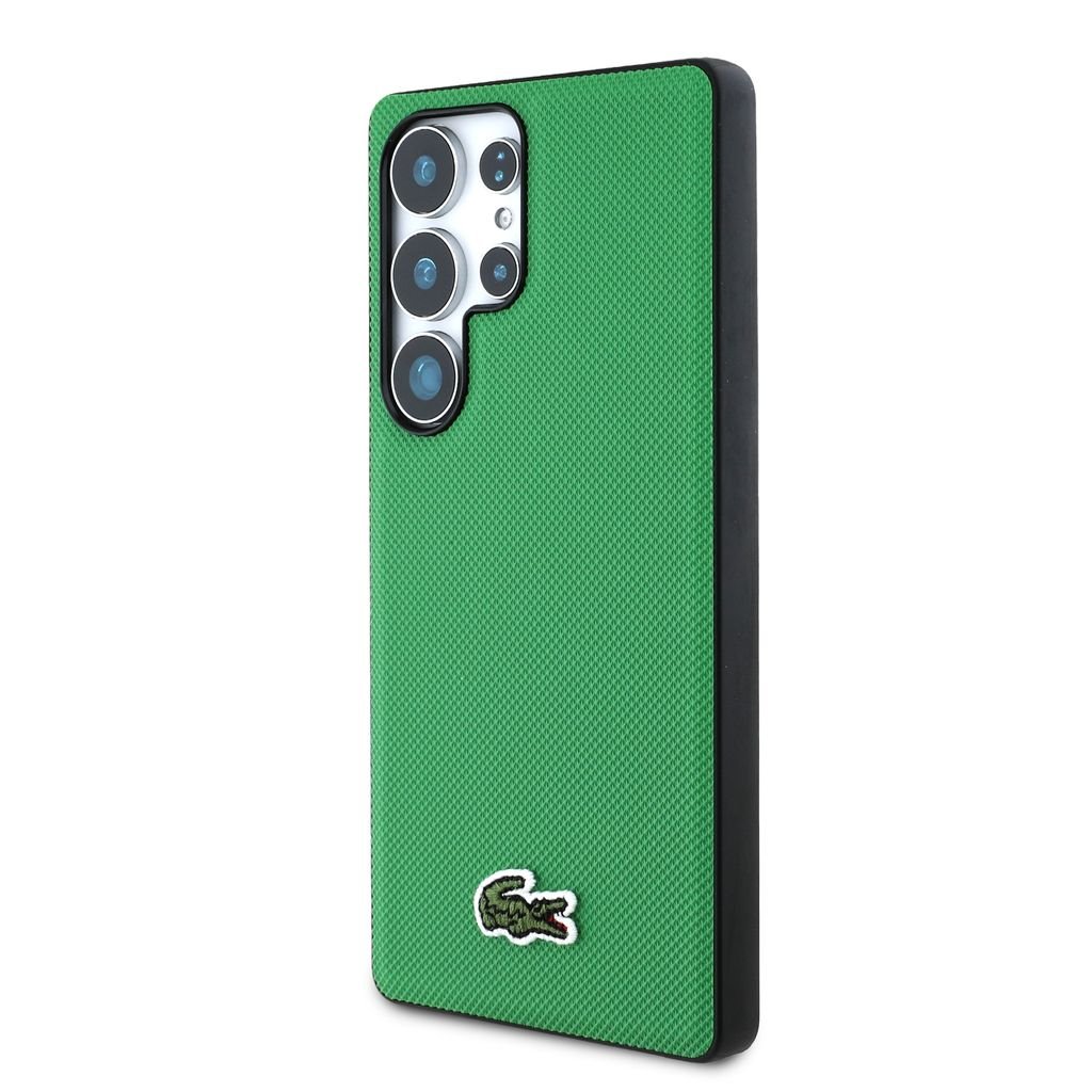 Lacoste Iconic Petit Pique Woven Logo MagSafe Zadní Kryt pro Samsung Galaxy S25 Ultra Green