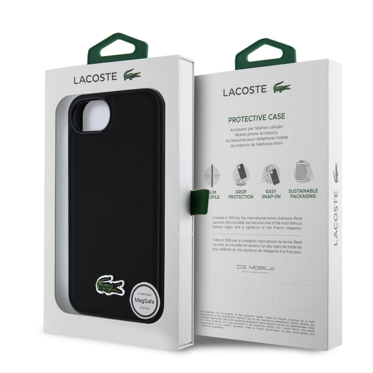 Lacoste Iconic Petit Pique Woven Logo MagSafe Zadní Kryt pro iPhone 16e Black
