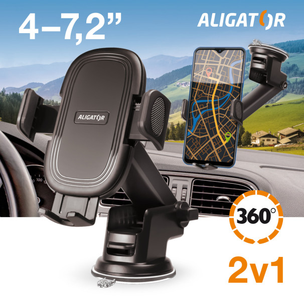 Držák do auta s výsuvným ramenem HA21 Aligator Multi na čelní sklo a palubní desku, univerzální