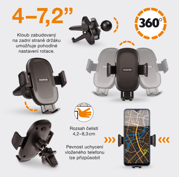 Aligator Multi HA20 Držák do auta s nastavitelnou fixací do ventilační mřížky, univerzální