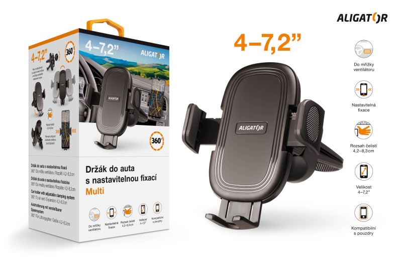 Aligator Multi HA20 Držák do auta s nastavitelnou fixací do ventilační mřížky, univerzální