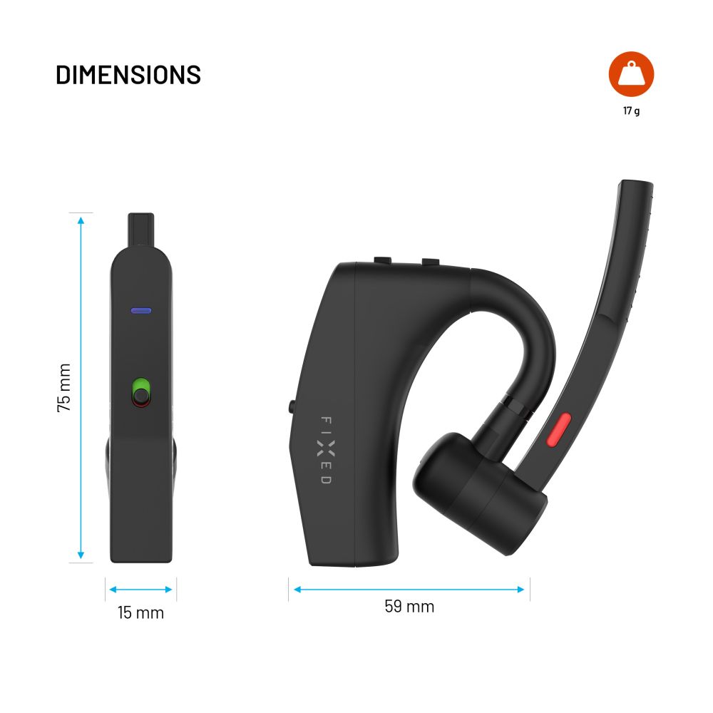 Bluetooth headset FIXED Talk Pro s ENC a otevřenou konstrukcí, černý