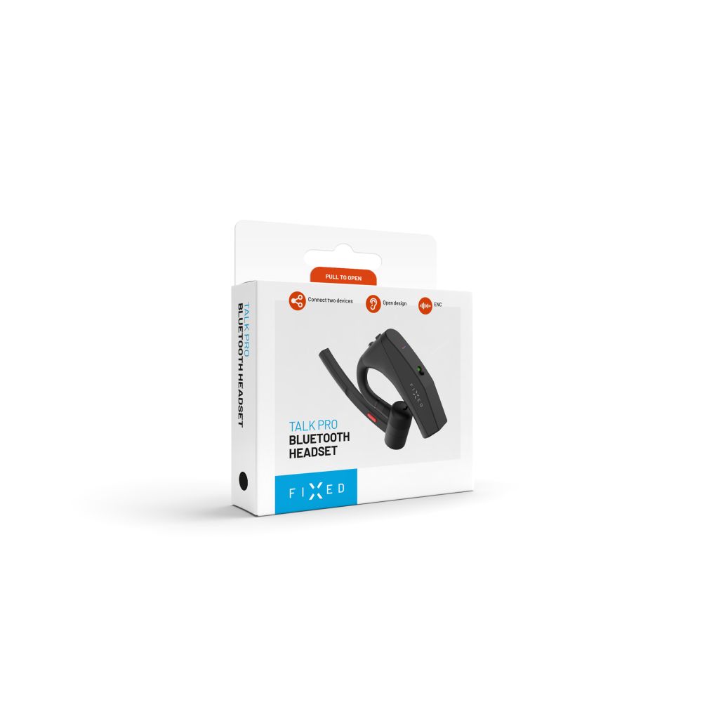 Bluetooth headset FIXED Talk Pro s ENC a otevřenou konstrukcí, černý