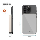 Powerbanka FIXED MagZen 10 Crystal s bezdrátovým nabíjením se standardem Qi2 a podporou MagSafe, 10 000 mAh, titanová