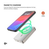 Powerbanka FIXED MagZen 10 Crystal s bezdrátovým nabíjením se standardem Qi2 a podporou MagSafe, 10 000 mAh, titanová