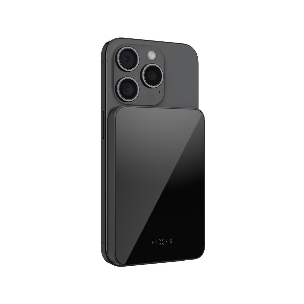 Powerbanka FIXED MagZen 10 Crystal s bezdrátovým nabíjením se standardem Qi2 a podporou MagSafe, 10 000 mAh, černá