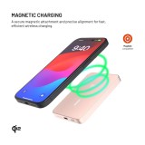 Powerbanka FIXED MagZen 5 Crystal s bezdrátovým nabíjením se standardem Qi2 a podporou MagSafe, 5 000 mAh, růžová