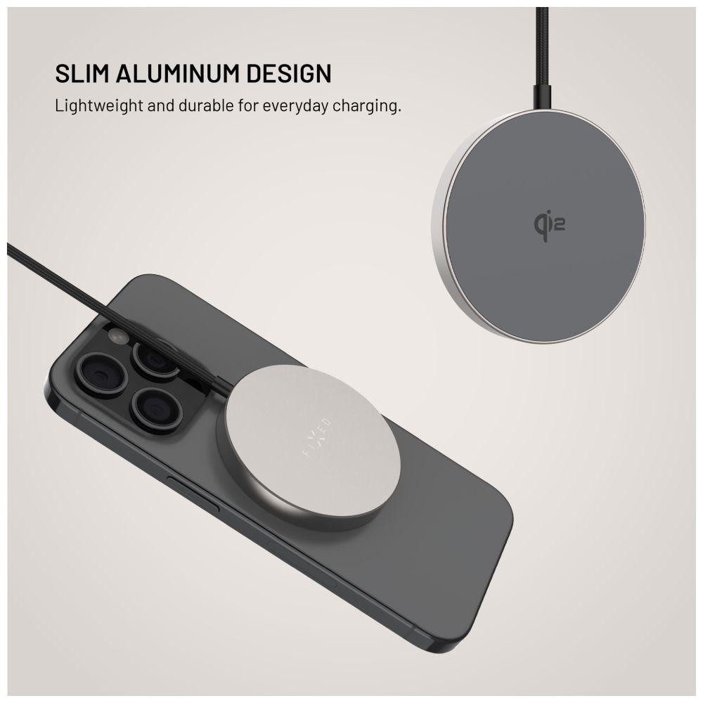 Bezdrátová nabíječka FIXED MagPad Slim s Qi2, podporou MagSafe, 15W, titanová