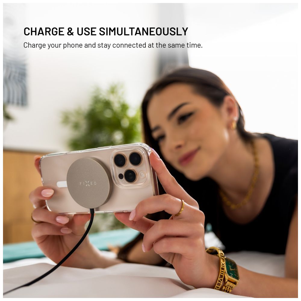 Bezdrátová nabíječka FIXED MagPad Slim s Qi2, podporou MagSafe, 15W, titanová