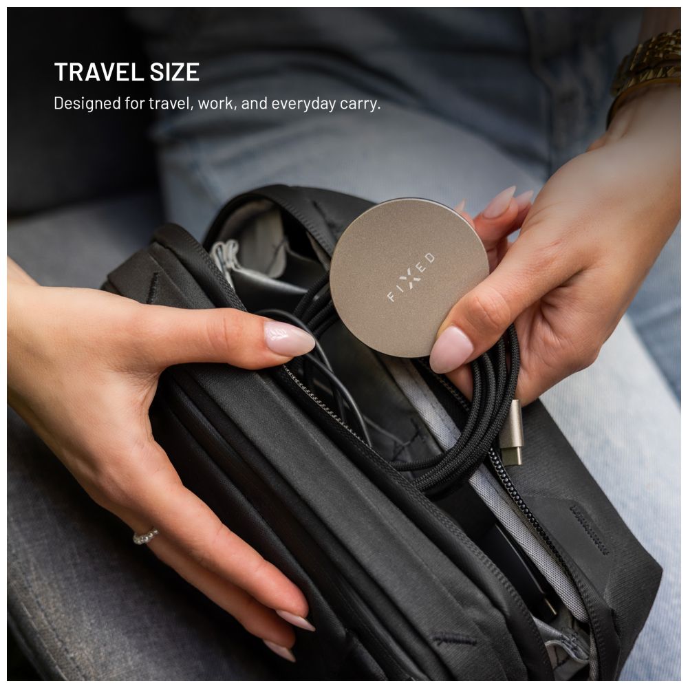 Bezdrátová nabíječka FIXED MagPad Slim s Qi2, podporou MagSafe, 15W, titanová