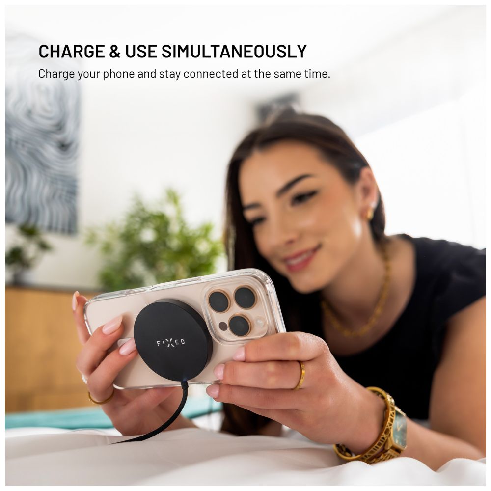 Bezdrátová nabíječka FIXED MagPad Slim s Qi2, podporou MagSafe, 15W, černá