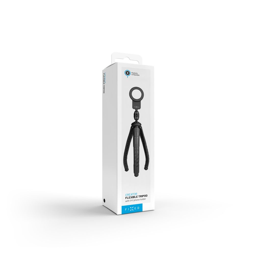 Flexibilní Stativ FIXED Creator s 1/4" magnetickým držákem na telefon, s podporou MagSafe, černý