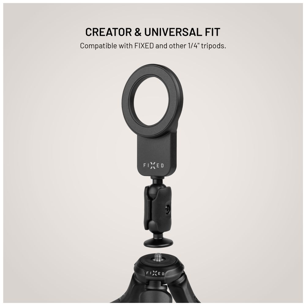 1/4" Magnetický Držiak na telefón FIXED, s podporou MagSafe, 1/4" závit, čierny