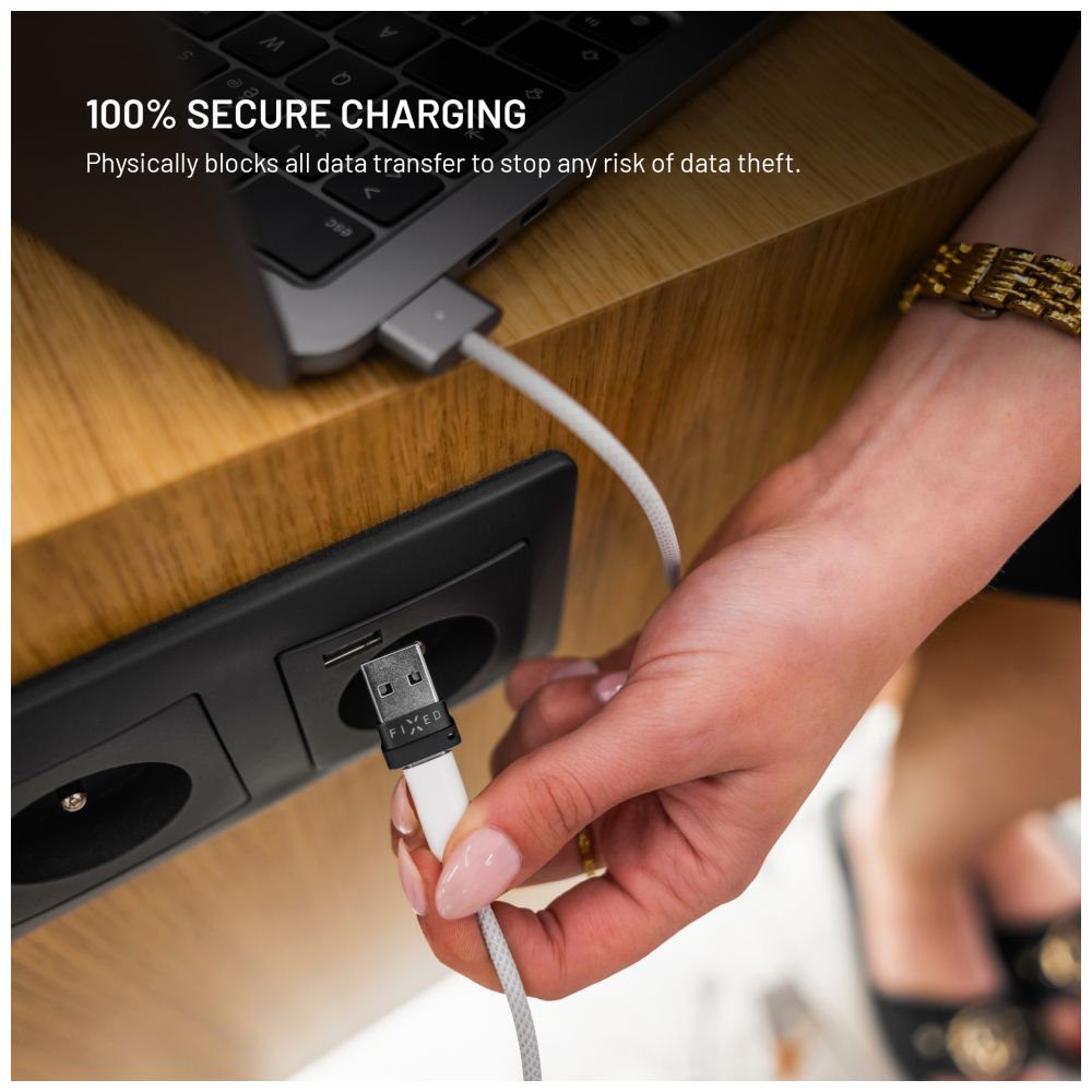 Hliníkový USB-C/C a USB-C/U Data blocker 2in1 FIXED, černý