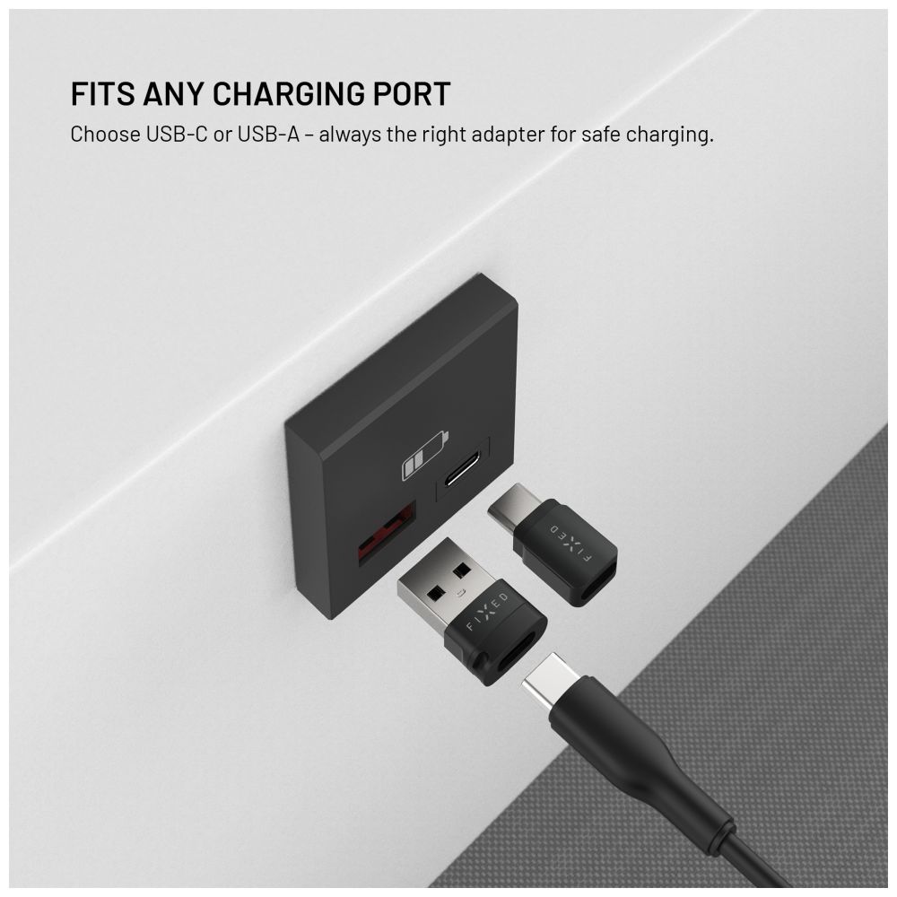 Hliníkový USB-C/C a USB-C/U Data blocker 2in1 FIXED, černý
