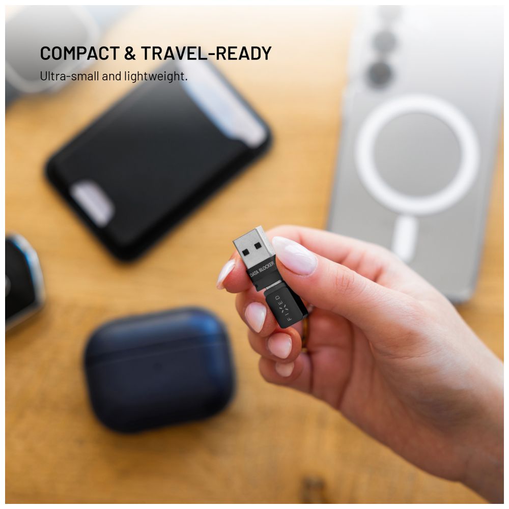 Hliníkový USB-C/C a USB-C/U Data blocker 2in1 FIXED, černý