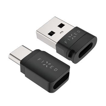 Hliníkový USB-C/C a USB-C/U Data blocker 2in1 FIXED, černá