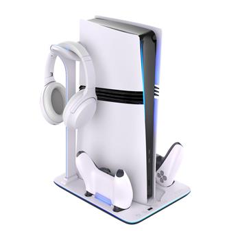 Dokovací stanice FIXED pro PlayStation 5 (Pro/Slim) s větráky a nabíjením pro 2xDualSense, černo-bílá