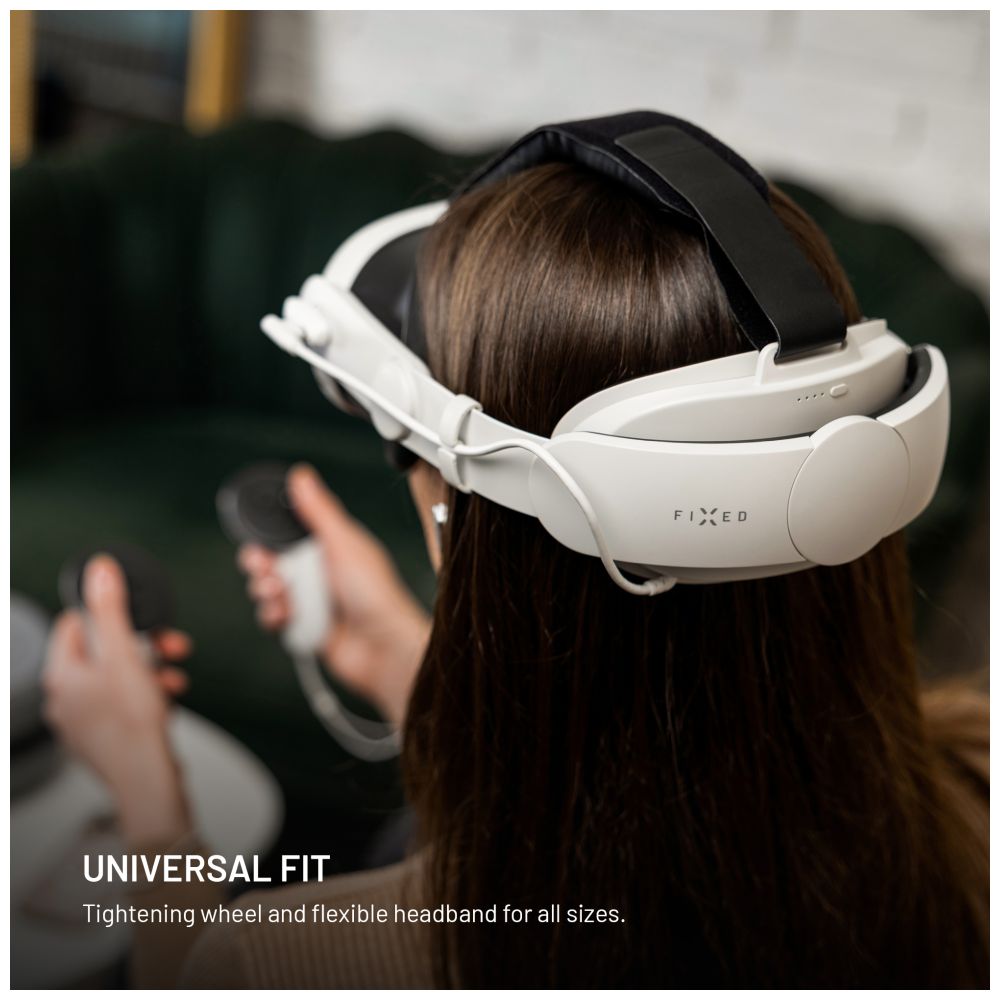 Náhlavní popruh s baterií FIXED VR Power Headstrap pro Meta Quest 3/3S, 6 000 mAh, bílý