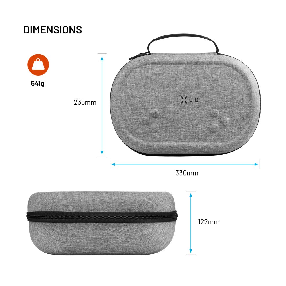 Ochranné pouzdro FIXED VR Protective Case pro Meta Quest 3/3S, šedé