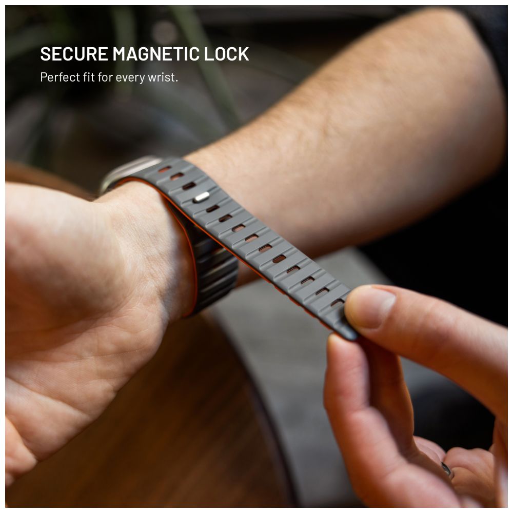 Magnetický řemínek FIXED Silicone Magnetic Strap pro Apple Watch 44/45/46/49mm, světle šedý