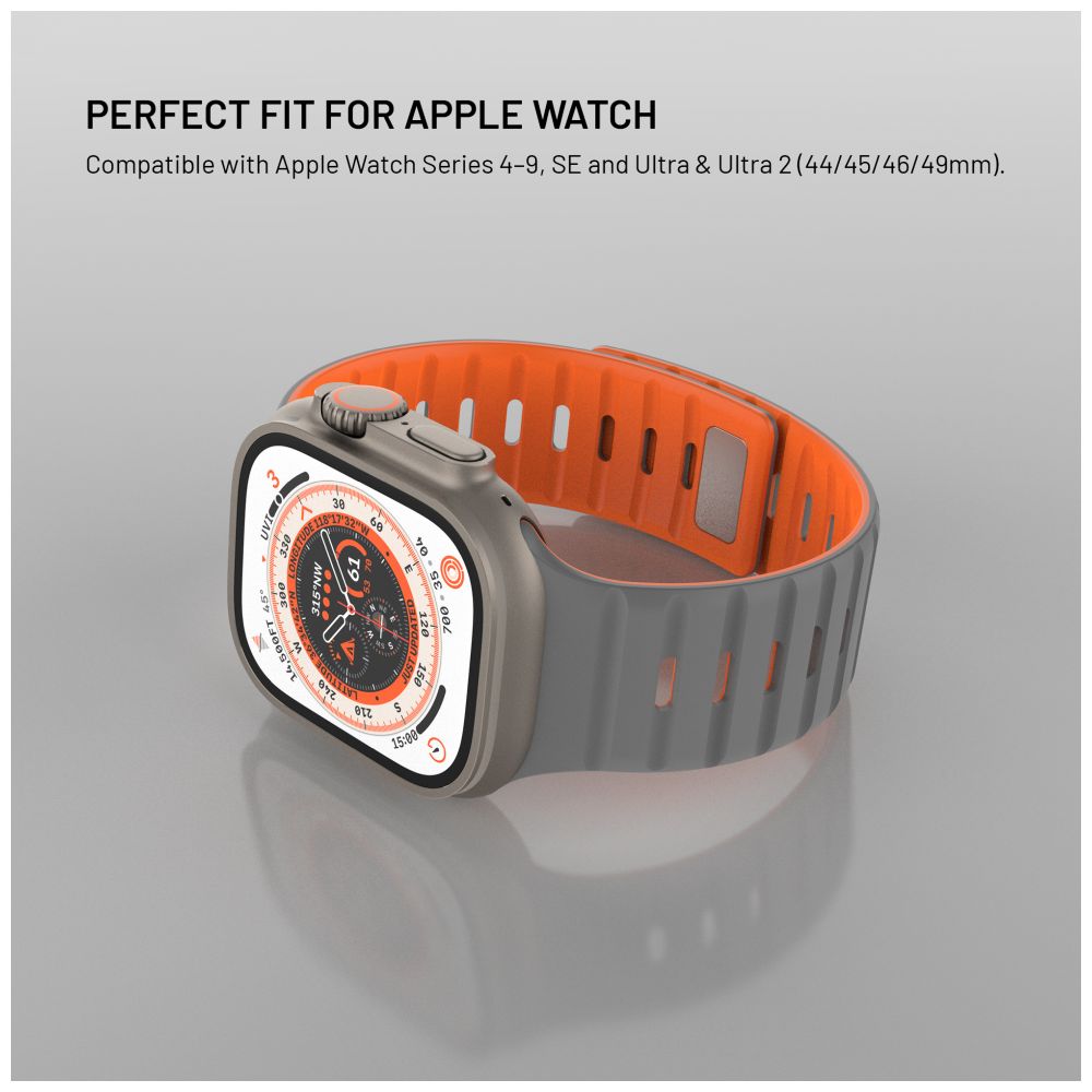 Magnetický řemínek FIXED Silicone Magnetic Strap pro Apple Watch 44/45/46/49mm, světle šedý