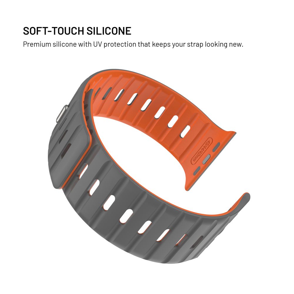 Magnetický řemínek FIXED Silicone Magnetic Strap pro Apple Watch 44/45/46/49mm, světle šedý