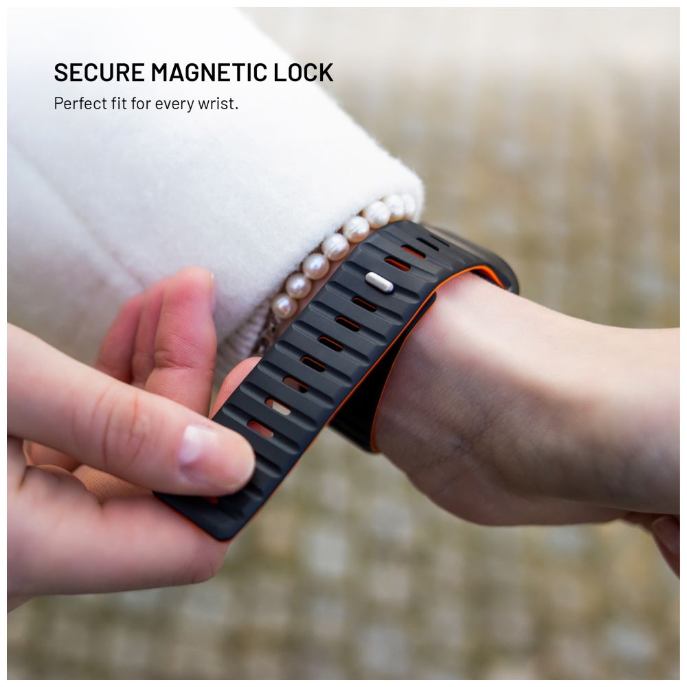 Magnetický řemínek FIXED Silicone Magnetic Strap pro Apple Watch 44/45/46/49mm, černý