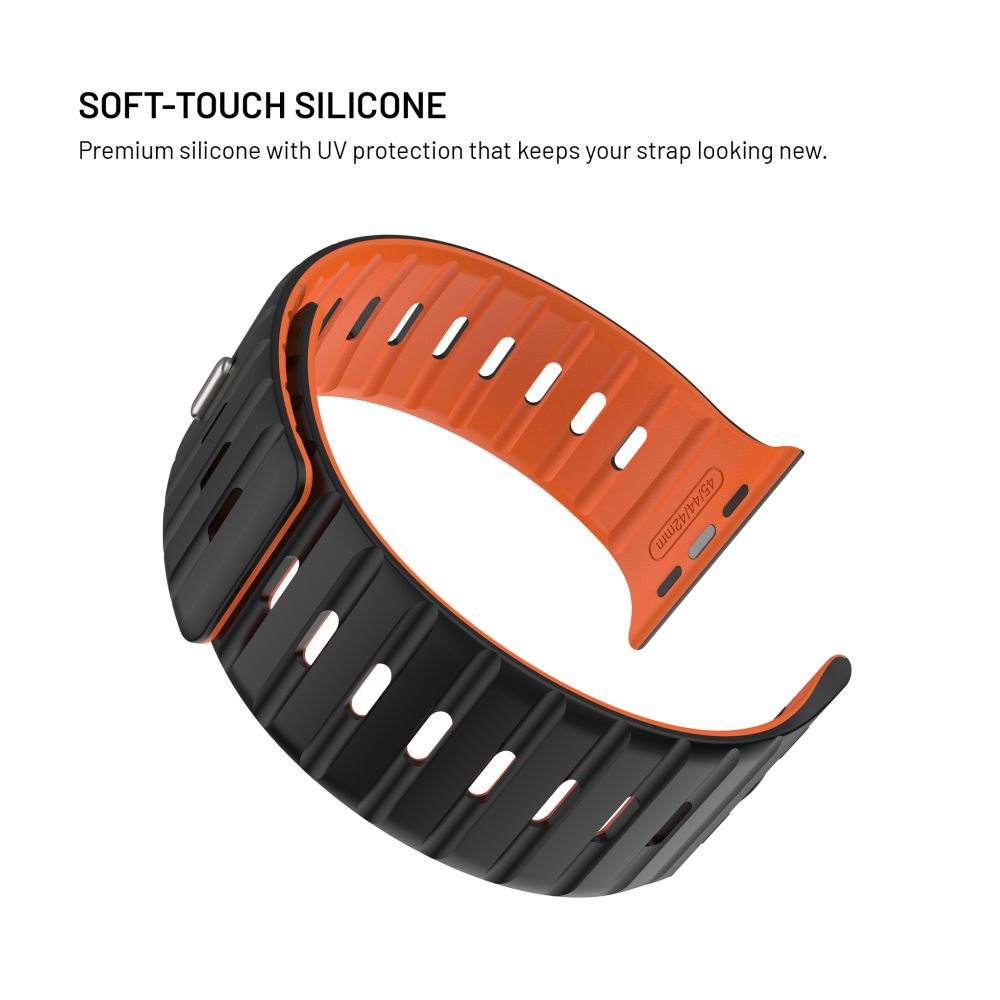 Magnetický řemínek FIXED Silicone Magnetic Strap pro Apple Watch 44/45/46/49mm, černý