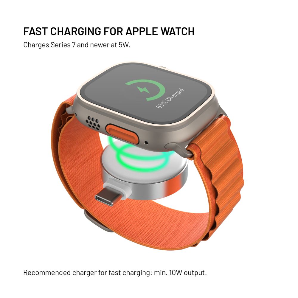 Nabíjecí USB-C adaptér FIXED Orb 2 pro Apple Watch s podporou rychlonabíjení, bílý