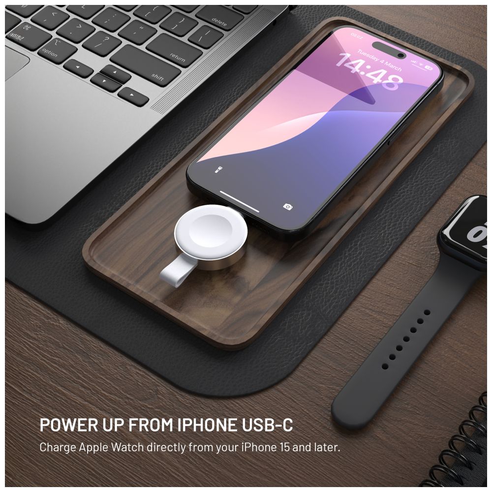 Nabíjecí USB-C adaptér FIXED Orb 2 pro Apple Watch s podporou rychlonabíjení, bílý