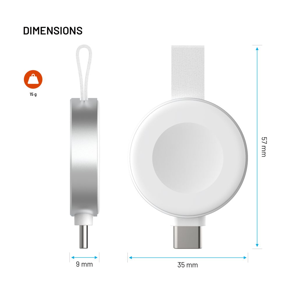 Nabíjecí USB-C adaptér FIXED Orb 2 pro Apple Watch s podporou rychlonabíjení, bílý