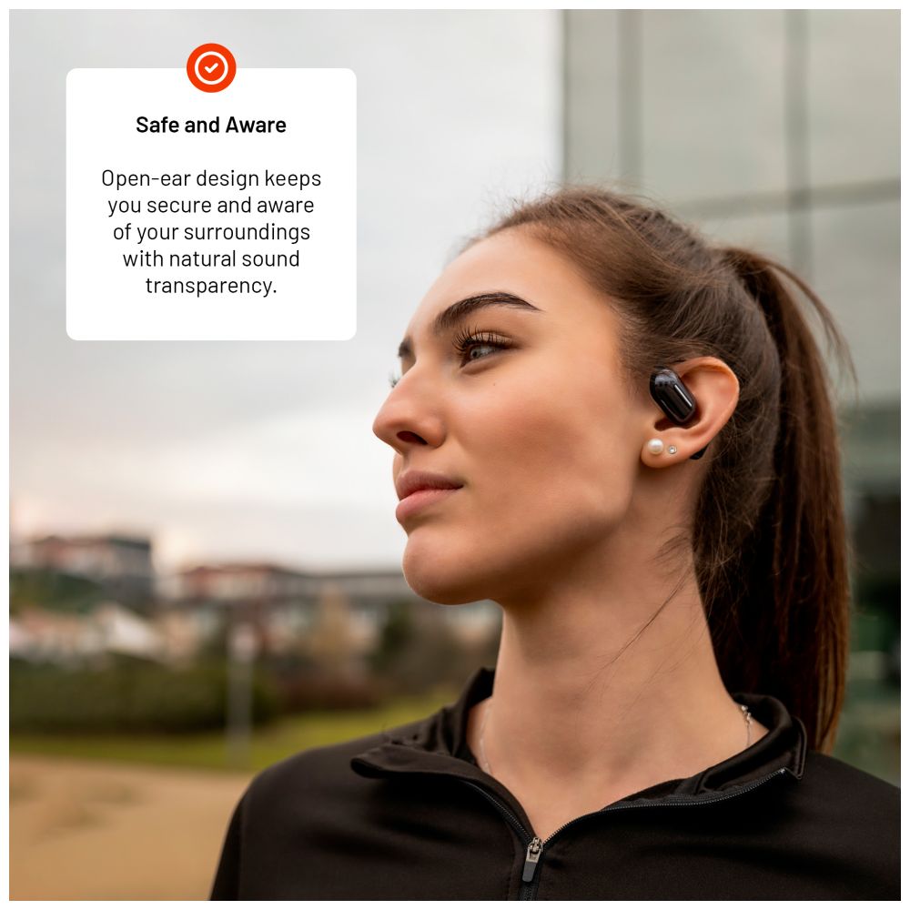 Bezdrátová otevřená TWS sluchátka FIXED Nods, černá