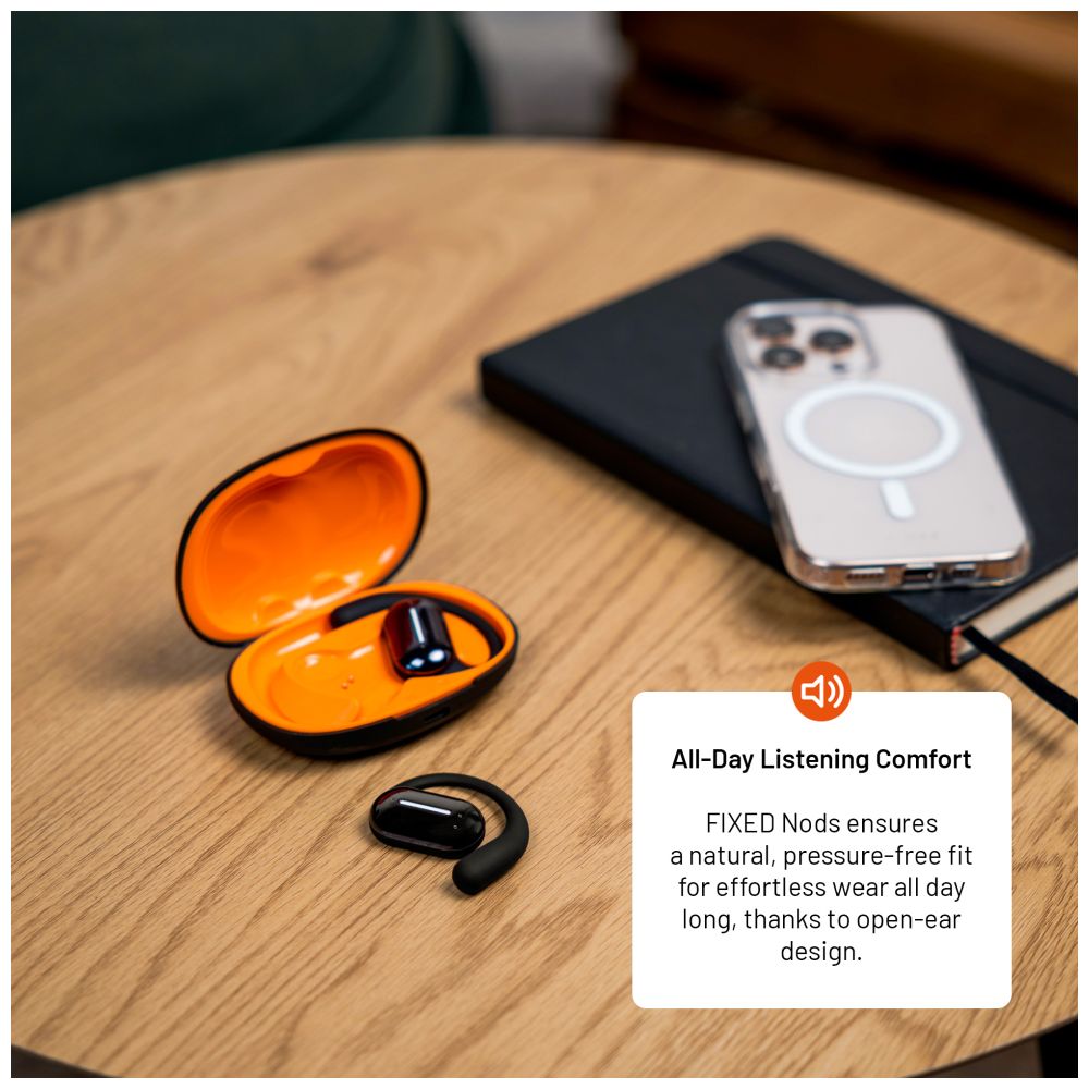 Bezdrátová otevřená TWS sluchátka FIXED Nods, černá