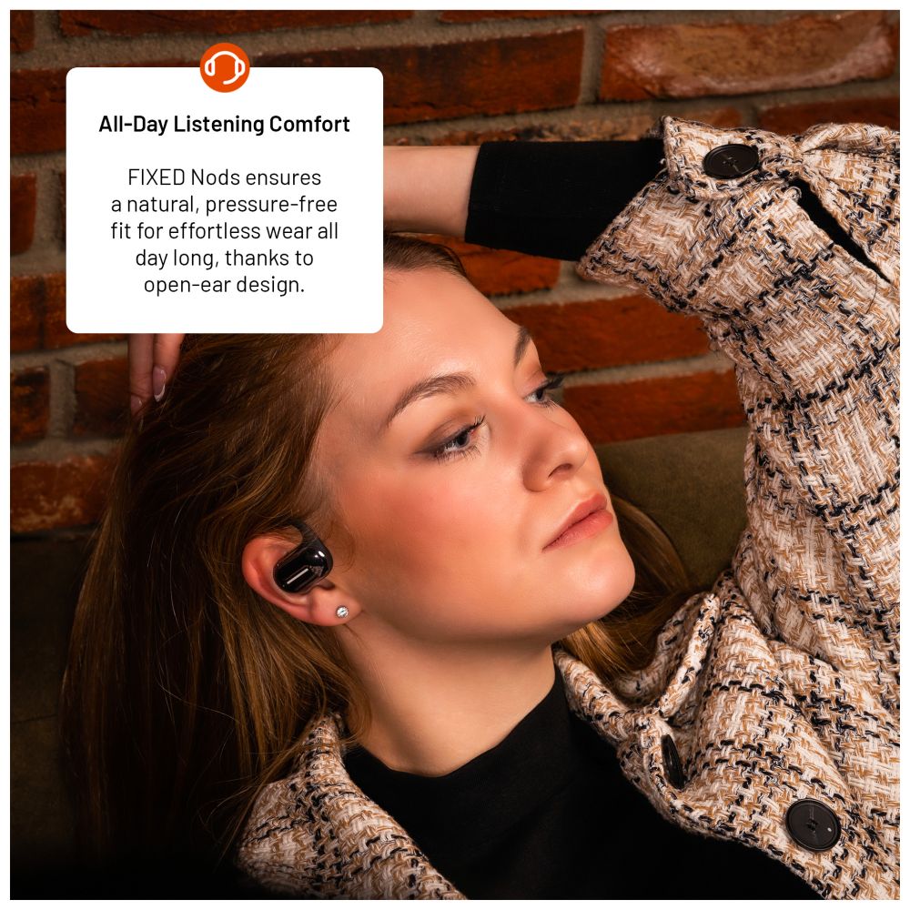 Bezdrátová otevřená TWS sluchátka FIXED Nods, černá