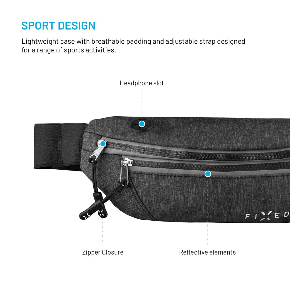 Sportovní ledvinka FIXED Sportbelt, šedá